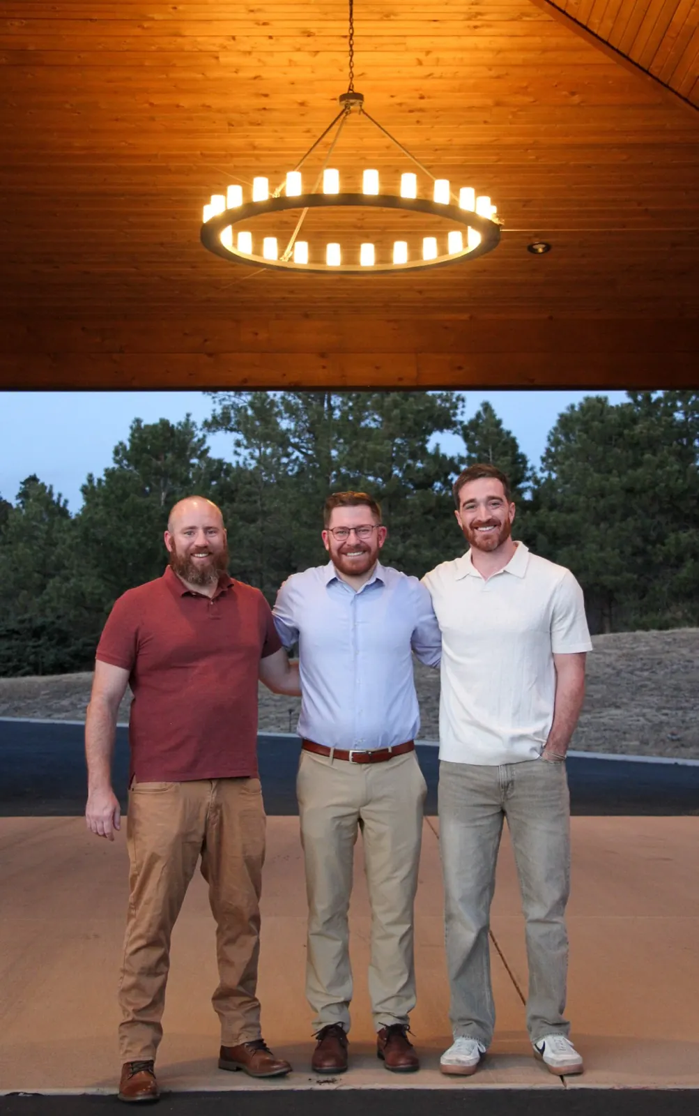 Founders at the Recovery Nexus estate. From left: Ryan Bamert, William Bunnett, and Shea Hoffmann